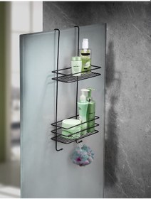 Resim Sas Haus Ömür Boyu Paslanmaz 2 Katlı Askılı Banyo Duş Rafı Sabunluk Duşakabin Şampuanlık Siyah PRA-591956-5974 