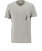 Resim Açık Gri Eco-Line Bisiklet Yaka Slim Fit Dar Kesim Baskılı Pamuk Tişört Kigili