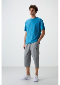 Resim Tommylife Gri Melanj Pamuklu Yumuşak Dokulu Standart Fit Nakışlı Erkek Kapri - 83102 GRI MELANJ 