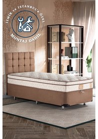 Resim Helen Yatak Seti 90x190 Tek Kişilik Yatak Baza Başlık Takımı - Orta Sert Yatak, Metal Baza Ve Başlık 90 x 190 