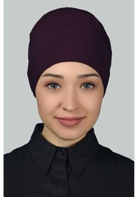 Resim Altobeh Kadın Pratik Dikişsiz Bağcıklı Kaymayan Tesettür Penye Bone - Mürdüm 
