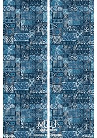 Resim Ephesus Mosaic Desenli Süet Oturma Odası Salon Fon Perde Baskılı Ekstrafor Büzgü 2 Kanat Prd-1016 Çok Renkli 