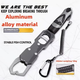 Resim Balık Tutma Aleti ile Ölçek - Alüminyum Alaşımlı Balık Tutma Ağız Tutucu, Tuzlu ve Tatlı Su İçin Uygun, Kaymaz Tasarım, Başlangıç Seviyesi İçin Temel Aracı, Sağlam Yapı, Ergonomik Tutma, Dayanıklı Malzeme, Yüksek Kaliteli Kelepçe, Novice Balıkçılar ve Profesyonel Balıkçılar İçin İdeal 