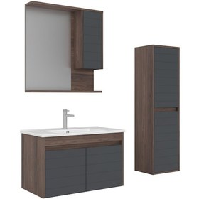 Resim Orka Serra 85 Cm Navaro/antrasit Banyo Dolabı Takımı Ve Boy Dolabı Navaro/antrasit 