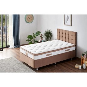 Resim Niron Latte Yatak Seti 120x200 cm Tek Kişilik Yatak Baza Başlık - Sert Yatak, Kumaş Baza ve Başlık Takımı 