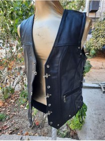 Resim ArdaStilDeri Hakiki Deri Motorcu Chopper Deri Yelek 