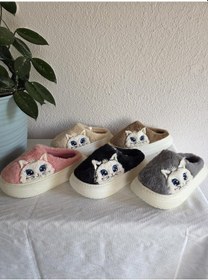 Resim Kadın Kedili Peluş Rahat Ev Terliği 25bnt133 Pembe 