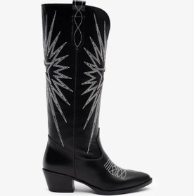 Resim Milaura KADIN SİYAH İŞLEMLİ HAKİKİ DERİ KOVBOY ÇİZME 20513 