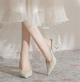 Resim Kadın Yavru Kedi Topuklu Pompalar Elbise Ayakkabı Rahat Sivri Burun Üzerinde Kayma Düğün Topuklar Parti Balo Akşam Düğün Gelin için 