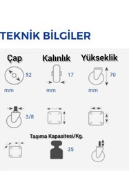 Resim ARON Hts321 Döner Tablalı Teker Büro Ofis Sehpa Masa Sandalye Mobilya Dolap Tekeri 50x20 