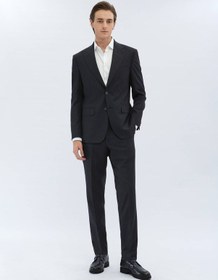 Resim Kip Antrasit Çizgili Modern Fit Yün Karışımlı Takım Elbise 6 Drop Antrasit 