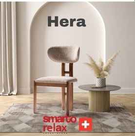 Resim Smarto Relax Hera 2'li Yemek Masası Sandalye Seti - Ahşap Ayaklı, Krem Kumaş Kahverengi 