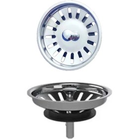 Resim Paslanmaz Çelik Lavabo Süzgeci, 8 cm Genişlik, Dayanıklı ve Şık Tasarım 