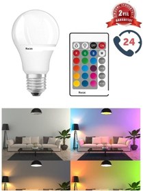 Resim Rucas Uzaktan Kumandalı Renk Değiştiren Tasaruf Ampul Rgb 9w Beyaz Dahil 16 Renkli 