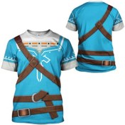 Resim Snapbuyzelda Cosplay Yazlık Nefes Alabilen Erkek T-shirt Rahat Kısa Kollu Sporbej Bej 