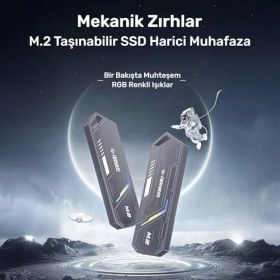 Resim Ecovibe Raxius DK03 Usb-A/type-C Kablolu Rgb 22X80 M.2 Nvme Taşınabilir Harici SSD (512, Gb) 