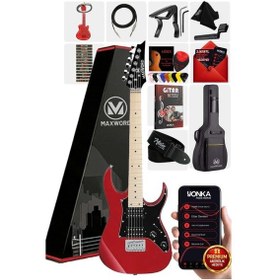 Resim Maxword De-150rd Maple Klavye Hh Manyetik Yüksek Kaliteli Elektro Gitar Seti 