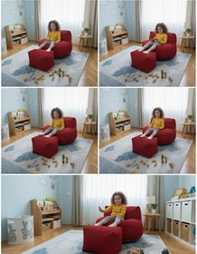 Resim Mila Kids Puff Koltuk & Oyun Koltuğu & Çocuk Koltuğu - Kırmızı 