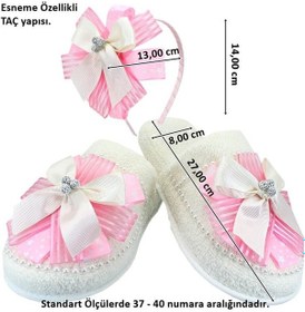 Resim Lohusa Terlik ve Taç Seti. Fiyonklu Pembe 