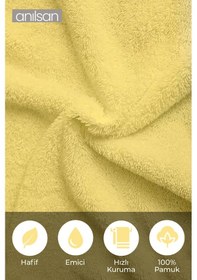 Resim 4'lü Sarı Greek El Havlusu - 50x90 Cm, 225 Gr, %100 Pamuk, Spa Ve Otel Havlusu, Günlük Kullanıma Uygun Sarı 