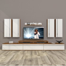 Resim Decoraktiv Ekoflex 8d Mdf Tv Ünitesi Tv Sehpası - Ceviz - Beyaz 