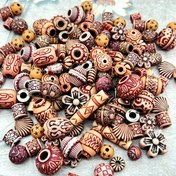 Resim 25g Vintage Esintili Akrilik Boncuk Karışımı - Büyük Delik, Kendin Yap Takı Yapımı & Dreadlock Aksesuarları için Benzersiz Şekiller 