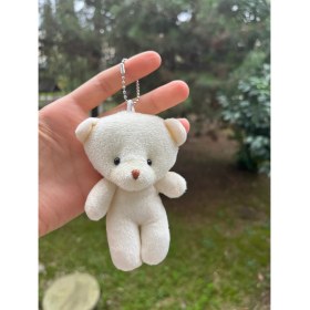 Resim Sevimli Beyaz Peluş Ayıcık Anahtarlık Çanta ve Cüzdan Aksesuarı Hediyelik 