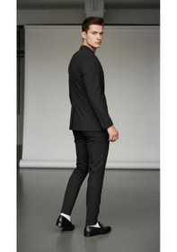 Resim Erkek Tek Düğme Slim Fit Takım Elbise - Şık Ofis ve Davet Kombini Siyah 