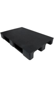 Resim Hira Plastik Palet Siyah 3 Kızaklı Plastik Raf Paleti 80X120X15 cm 13 kg 