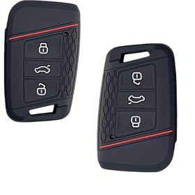 Resim VW Passat B8, Seat, Skoda için üstün silikon uzaktan kumandalı araç anahtarı kılıfı - Dayanıklı koruma kılıfı, kaymaz tutma ve şık siyah tasarım, araç aksesuarları 