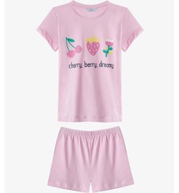Resim Penti Açık Pembe Kız Çocuk Cherry,Berry Pamuklu 2'li Pijama Takımı 