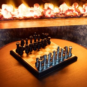 Resim Kingdom Gümüş Siyah Küçük Satranç Seti 30X30X5 cm 