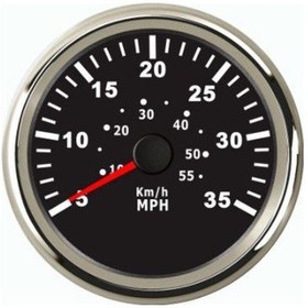 Resim Sürat Göstergesi 35Mph 12/24V Çap 85Mm Siyah Tekne Yat Siyah 