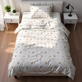 Resim Evmila Minik Flamalar Desenli Nevresim Takımı - 160x220cm Nevresim +50x70cm Yastık Kılıfı+100x200cm Çarşaf 