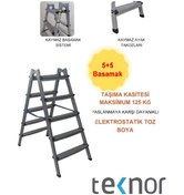 Resim Çift Taraflı Dayanıklı 5+5 Metal Basamaklı Merdiven 