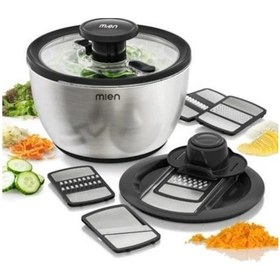 Resim Mien Hazneli Salata Kurutucu Ve Rende Seti Gümüş 