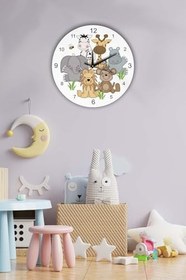 Resim Dekoratif Çocuk Odası Duvar Saati 35X35Cm Renkli BWDSCX35-0118 
