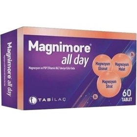 Resim Magnimore All Day Magnezyum ve P5P Vitamin B6 Takviye Edici Gıda 60 Tablet 
