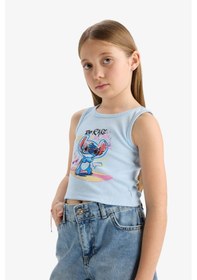 Resim Defacto Disney Lilo & Stitch Bisiklet Yaka Atlet Kız Çocuk E6553A825HS Mavi 