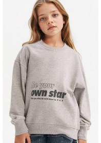 Resim Defacto Kız Çocuk Relax Fit Bisiklet Yaka Baskılı Sweatshirt G3807a825wngr379 Gri-gr379 