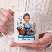 Resim Çamaşırkolik Anne Karikatürlü Kupa Bardak 