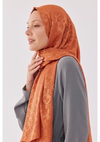 Resim Mirsoy Scarf Daka Desen Parlak Jakar Şal - Portakal Portakal Turuncu 