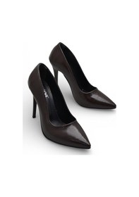 Resim Ispartalılar 803 Stiletto Kadın Topuklu Ayakkabı 10,5 Cm İnce Topuk Abiye Düğün Nişan Ayakkabısı Kahverengi 