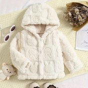 Resim Kızlar için Kare Tavşan Desenli, Sıcak ve Sevimli Kış Modası Ceketi, Kalın Sıcak Sonbahar/Kış Dış Giyim, Sevimli Düğme Detayları, Kızlar için Kış Giyim 