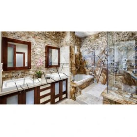 Resim Markataş 5X10Cm Scabos Doğal Taş Patlatma Mozaik Duvar Kaplaması 