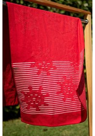Resim Menderes Home Cotton Collection Bukle Plaj Havlusu Çark Kırmızı 