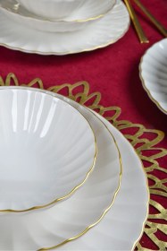 Resim Derya 18 Parça 6 Kişilik Altın Yaldızlı Porselen Yemek Takımı Çok Renkli 