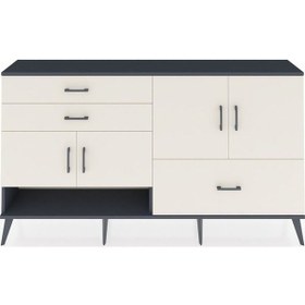 Resim Arges Konsol 3 Raflı 3 Çekmeceli 4 Kapaklı 176x30x99 Antrasit-aytaşı Aytası/aytası - Antrasıt 