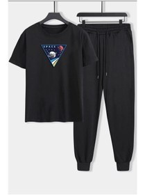 Resim classy moda Unisex Oversize Eşofman Takımı Kısa Kollu T-shirt Rahat Kalıp Günlük Spor Yazlık 