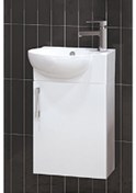 Resim Turkuaz Seramik Cerastyle Küçük Mini Köşe Lavabo 28 x 45 CM Ve Banyo Dolabı 